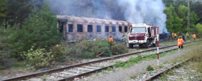 Estación de Canfranc: Vagones catalogados, quemados